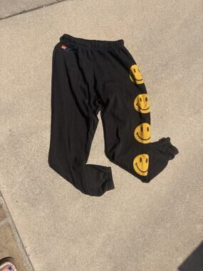 Aviator Nation Smiley Face Jogger Sweatpants Xs retro Happy Face